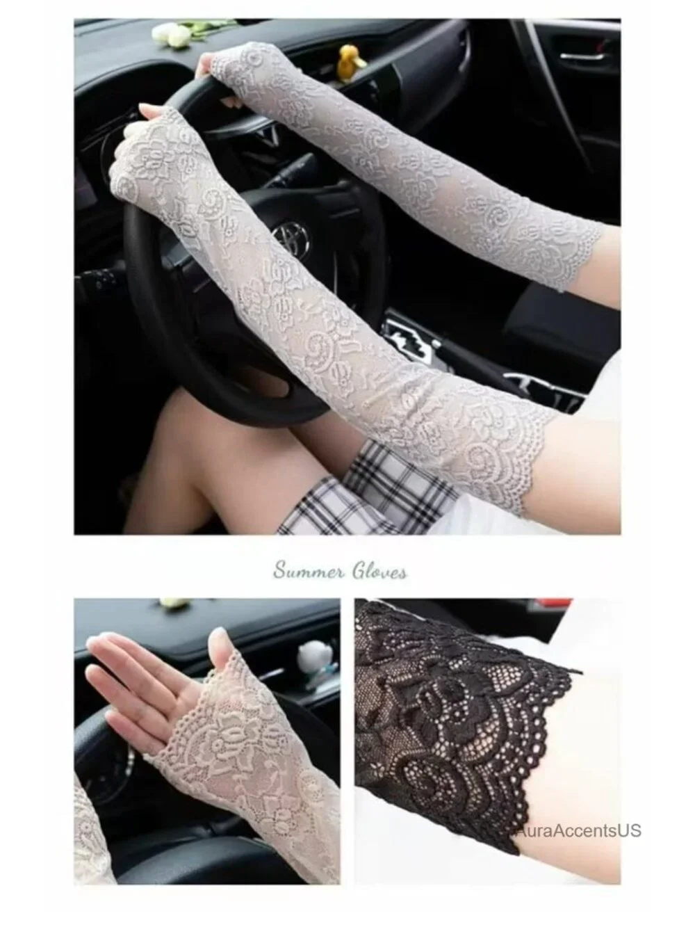 5 Pairs Women Lace Arm Sleeves Fingerless Floral Hollow Sleeves for Wedding